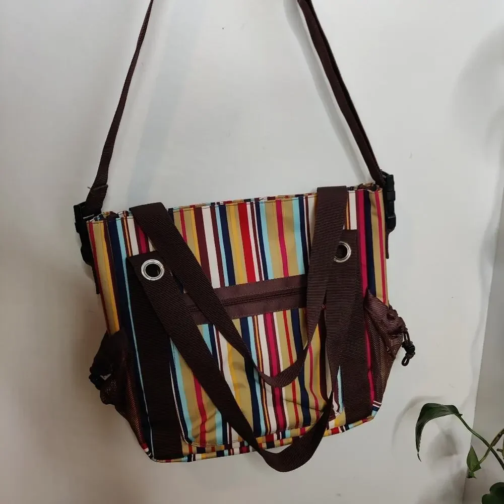 Skip Hop Brown Multi Color Striped Diaper Bag